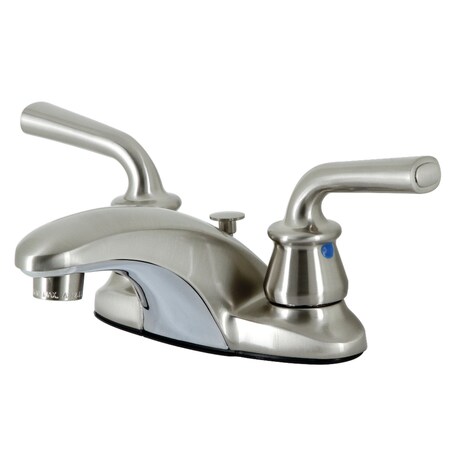 Kingston Brass 4" Centerset Bathroom Faucet with Brass Pop-Up, Brushed Nickel KB628RXLB